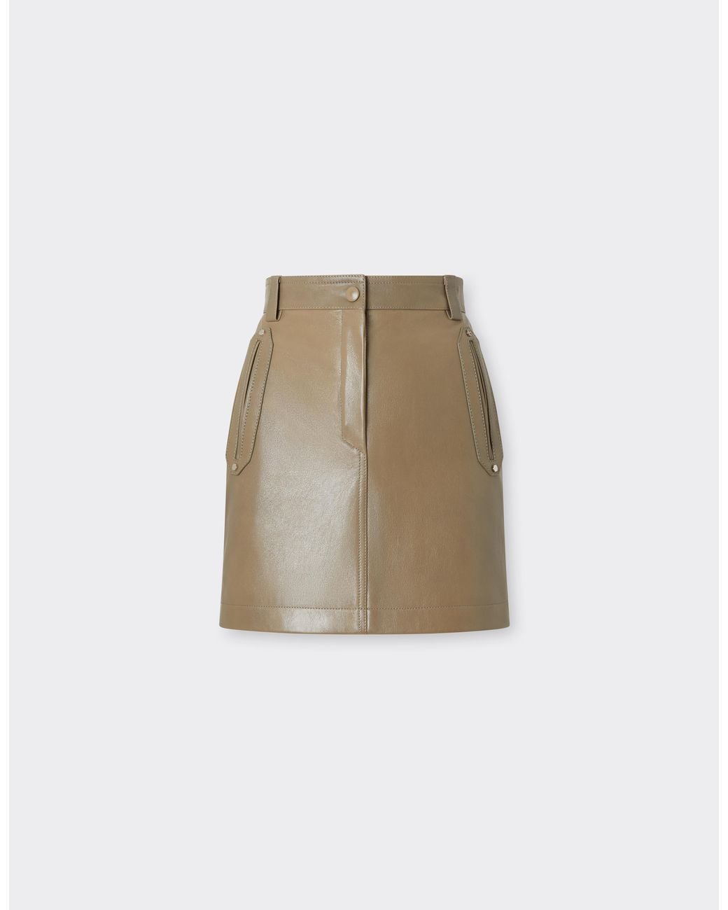 Ferrari Natural High-Waisted Leather Mini Skirt
