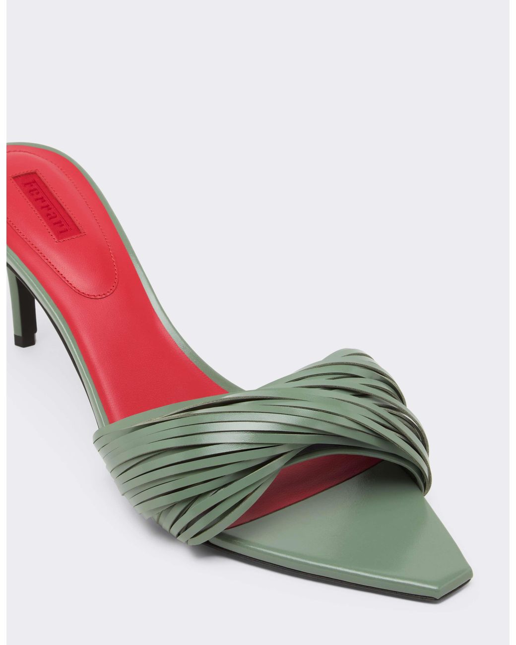 Ferrari White Leather Mules With Carved Fringes