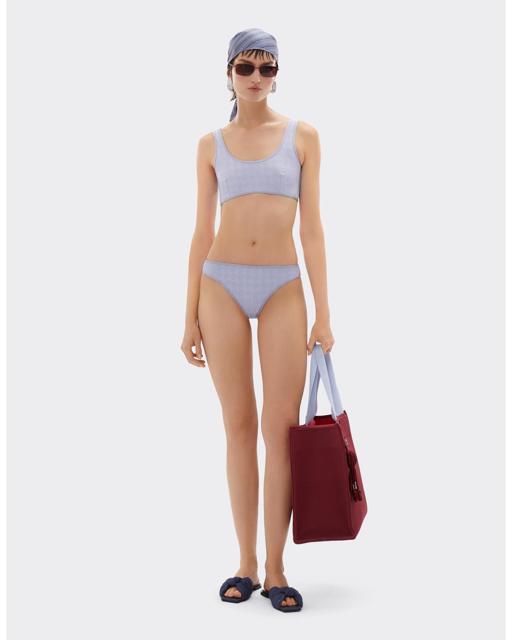 Ferrari Blue Bikini Bottoms With Prancing Horse Motif