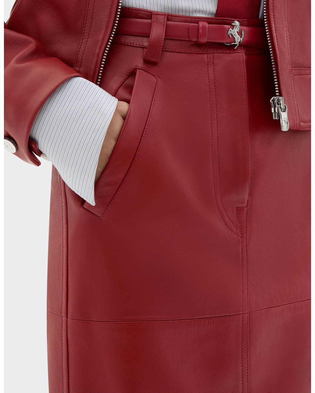 Ferrari Red Midi Skirt