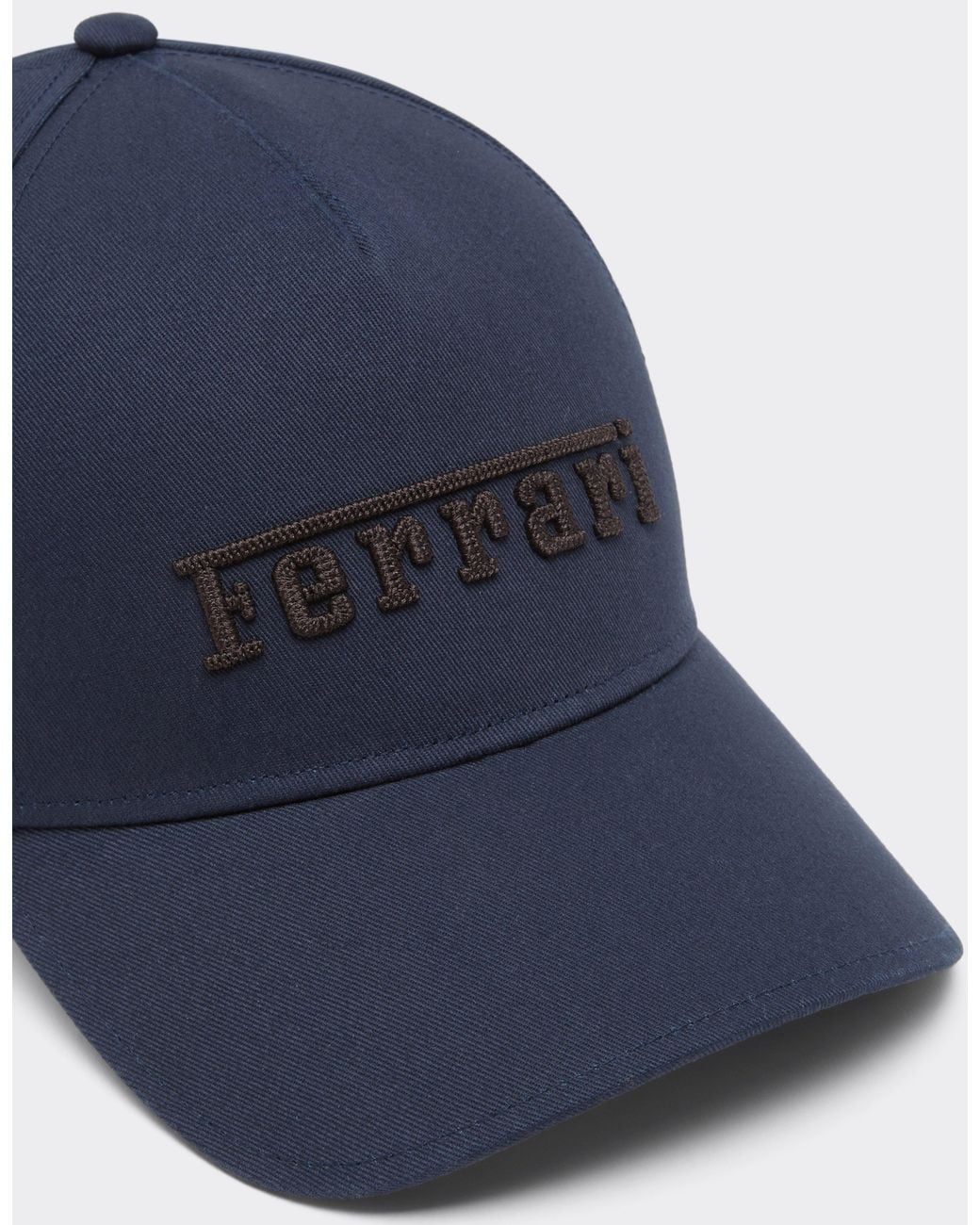 Ferrari Blue Cotton Twill Baseball Cap With Embroidered Logo