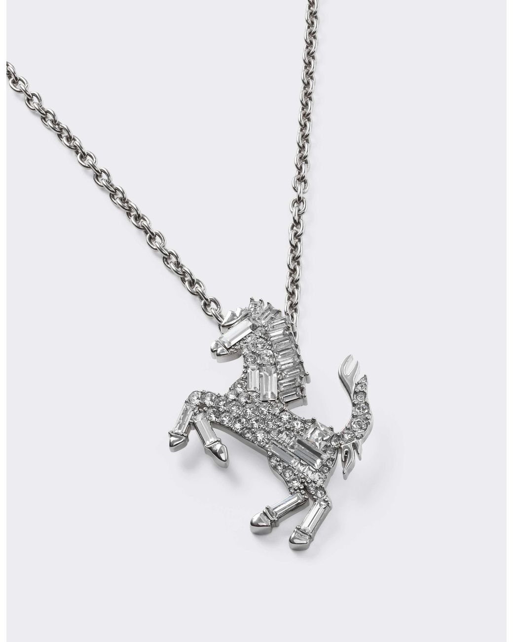 Ferrari White Prancing Horse Rhinestone Necklace