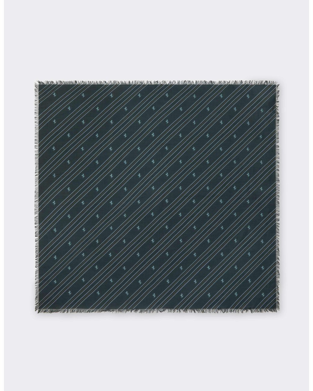 Ferrari Green Cotton And Silk Twill Scarf