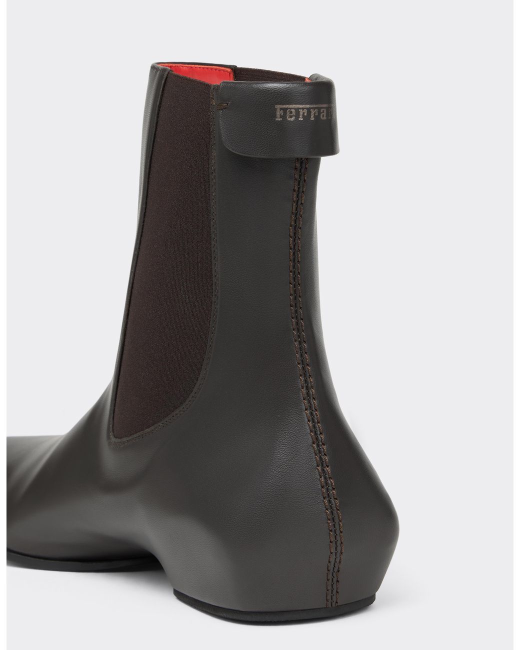 Ferrari White Polished Leather Chelsea Boots for men