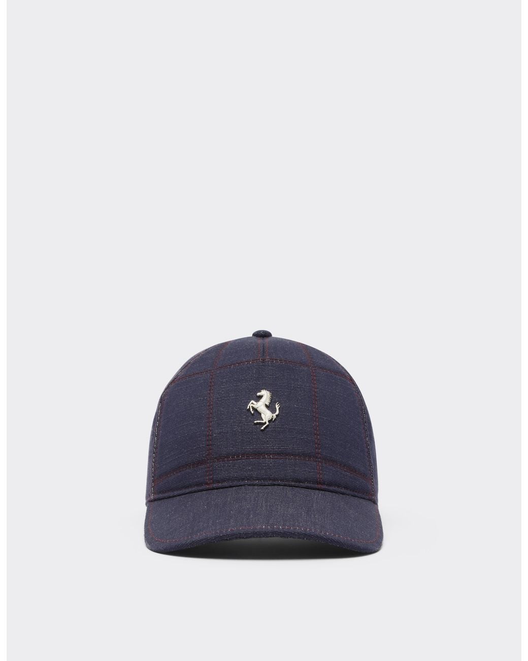 Ferrari Blue Denim Baseball Cap With 7X7 Check