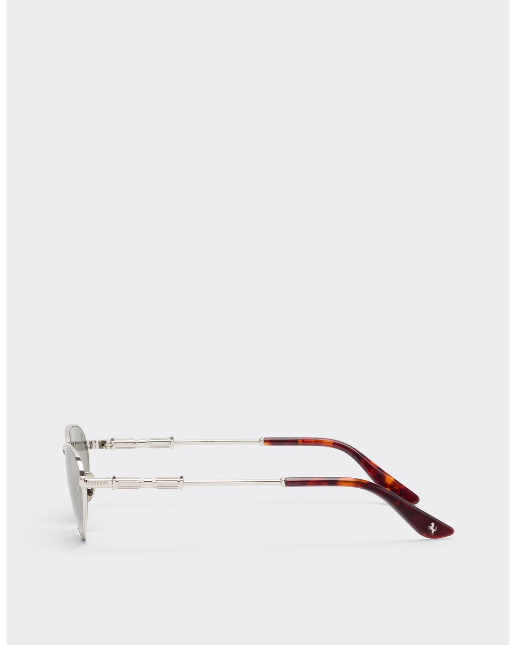 Ferrari White Polished Metal Sunglasses With Light Lenses With A Mirror Finish