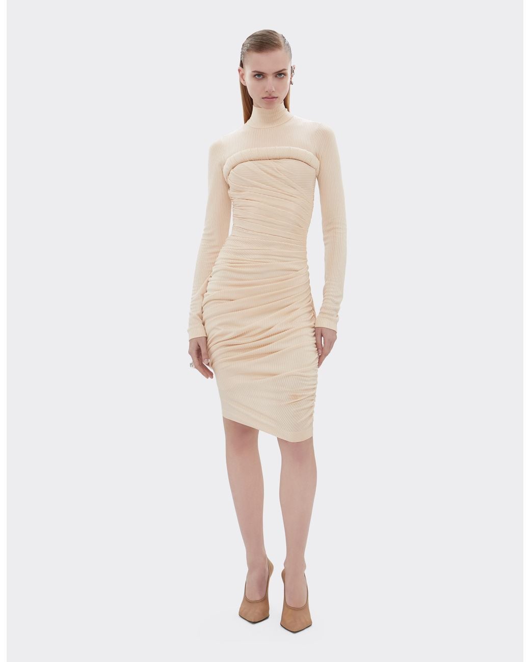 Ferrari White Ribbed Midi Dress
