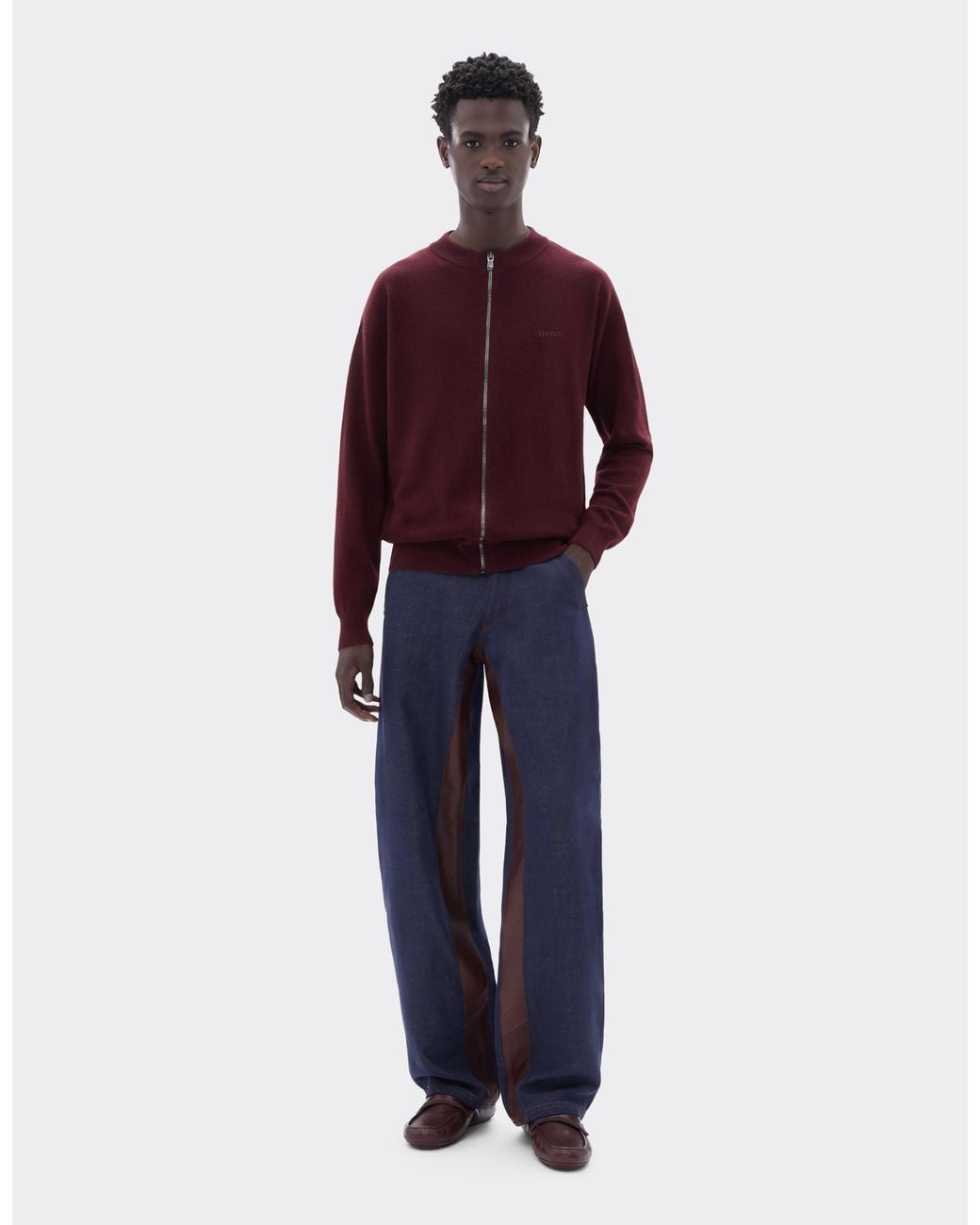 Ferrari Purple Wool And Cashmere Zip-Up Jumper for men
