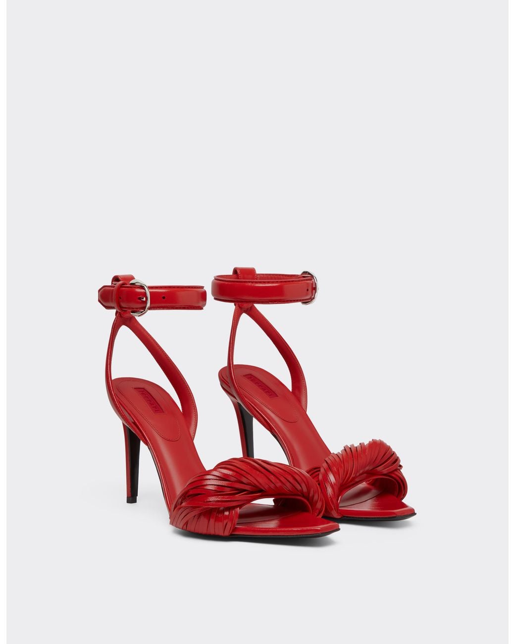 Ferrari Red Nappa Leather Heeled Sandals