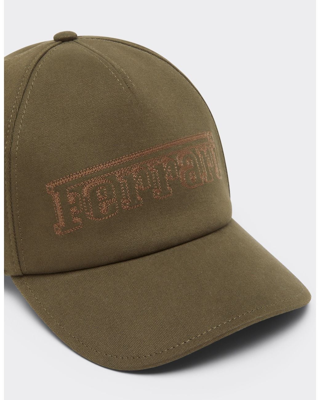 Ferrari Green Cotton Drill Baseball Cap With Embroidery