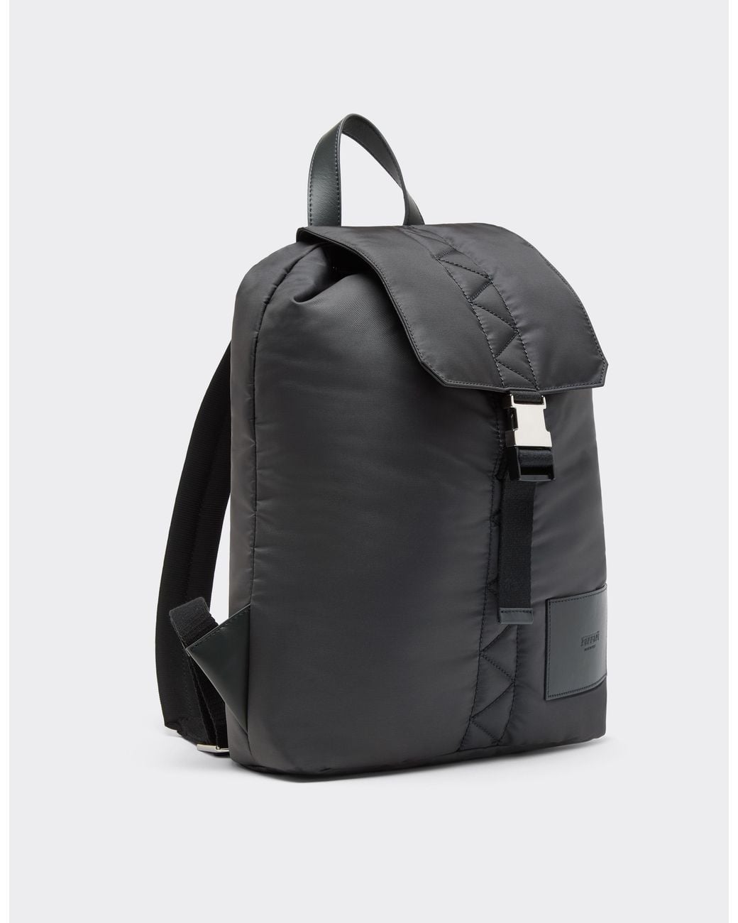 Ferrari Black Q-Cycle Nylon Rucksack With Leather Details for men