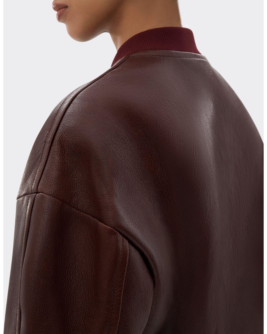 Ferrari Brown Cropped Leather Bomber Jacket