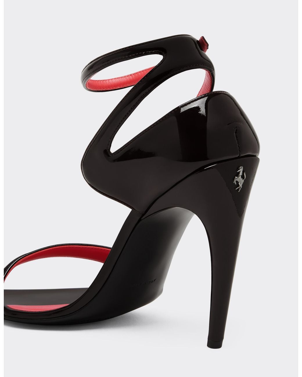 Ferrari White Patent Leather Heeled Sandal