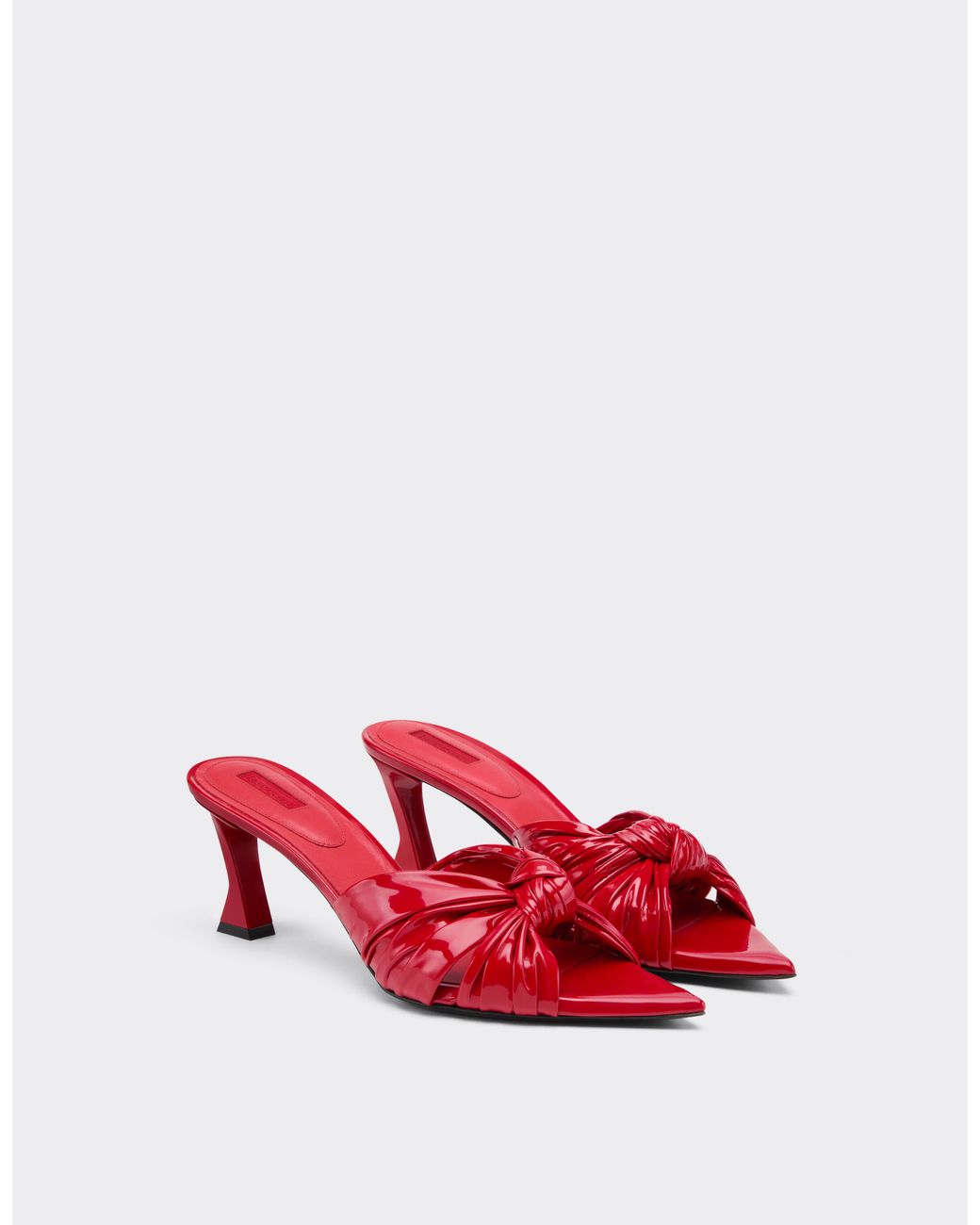 Ferrari Red Patent Leather Sandal With Knotted Design