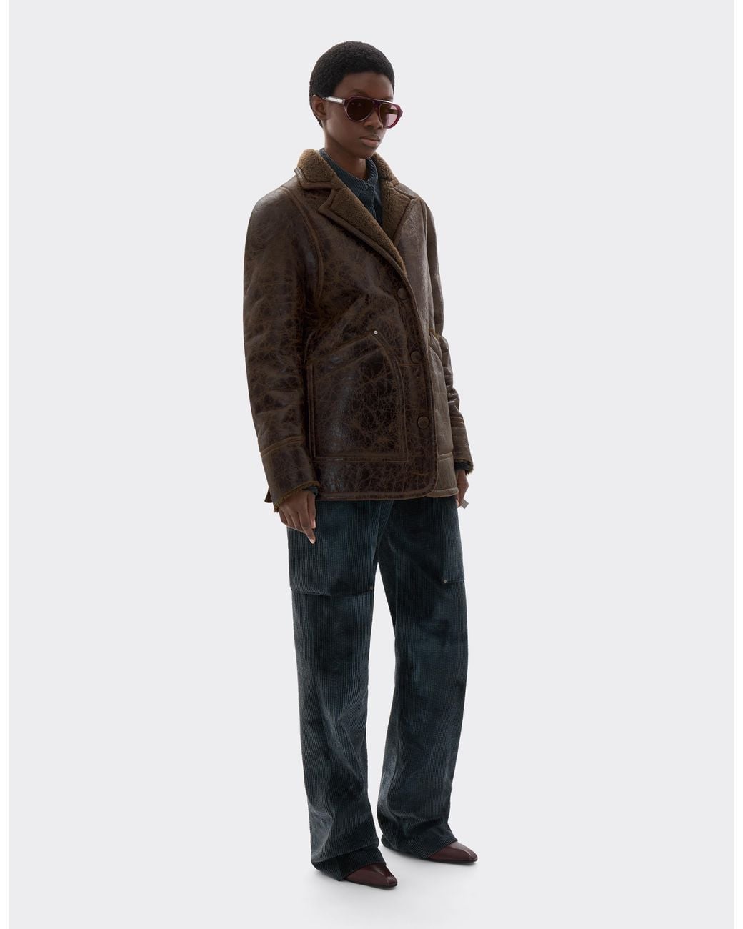 Ferrari Brown Short Craquelé Lambskin Coat
