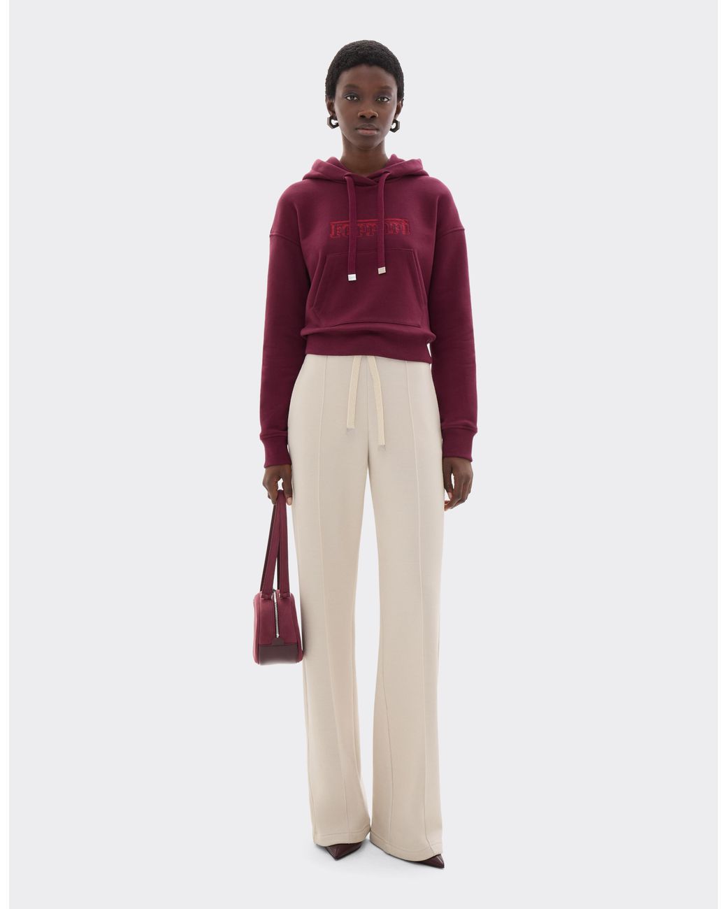 Ferrari Natural Wool And Cotton Trousers With Drawstring