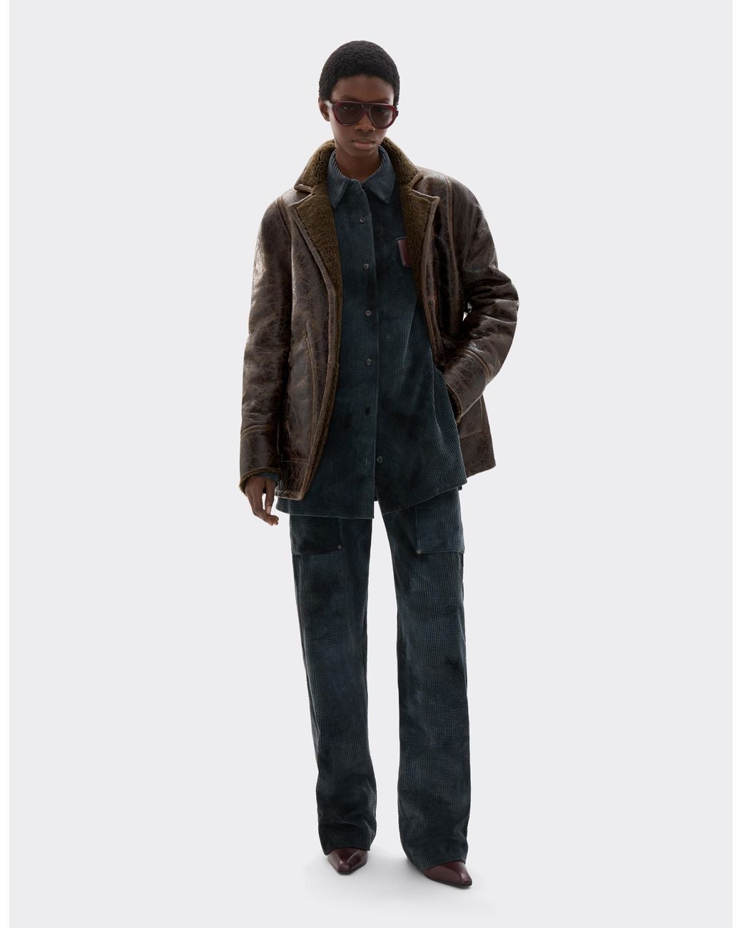 Ferrari Brown Short Craquelé Lambskin Coat