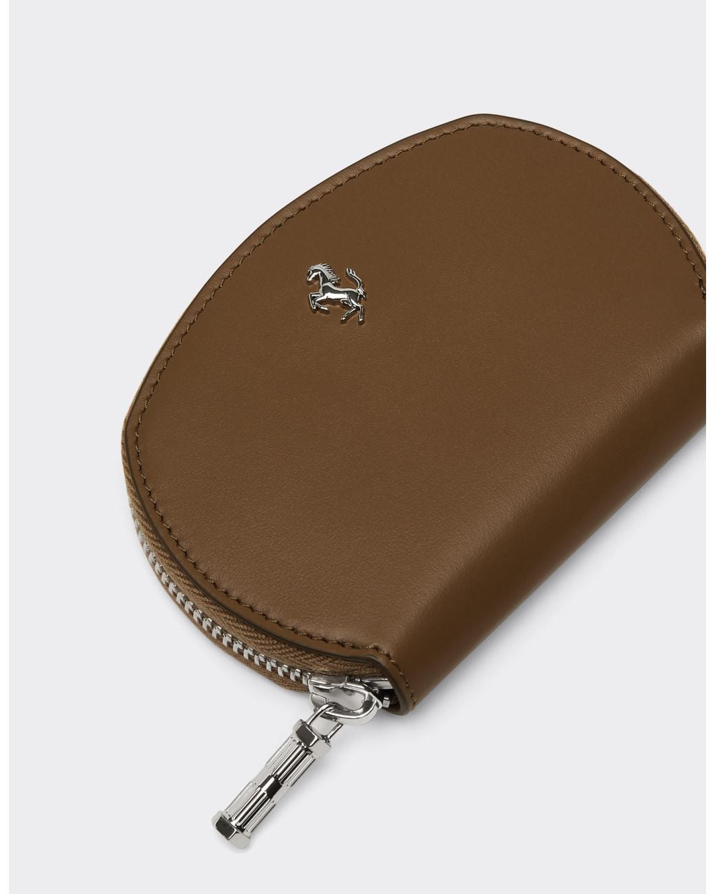 Ferrari Brown Smooth Leather Zip-Up Wallet