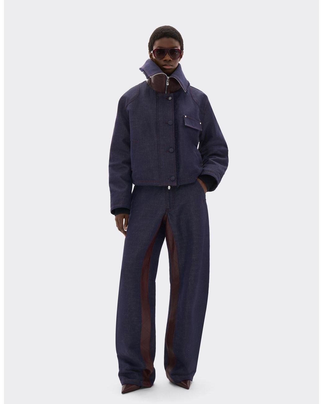 Ferrari Blue Cotton And Linen Denim Jacket