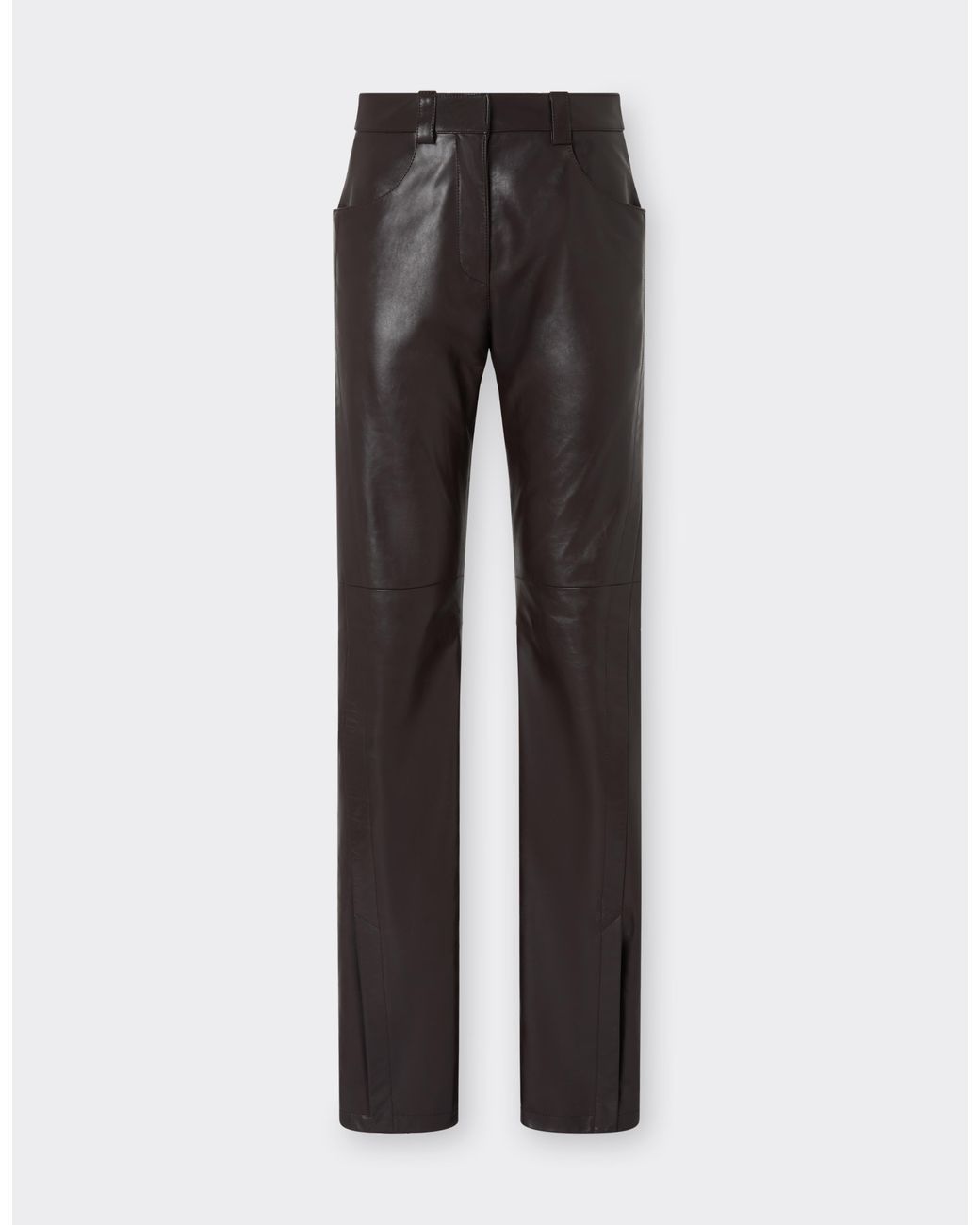 Ferrari Gray Glossy Leather Trousers