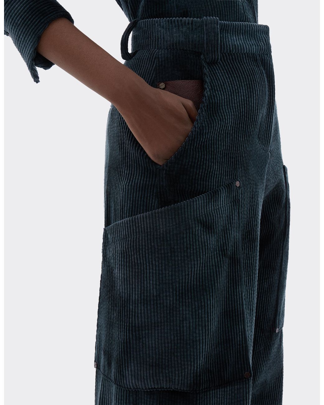 Ferrari Blue Corduroy Trousers With Oversized Pockets