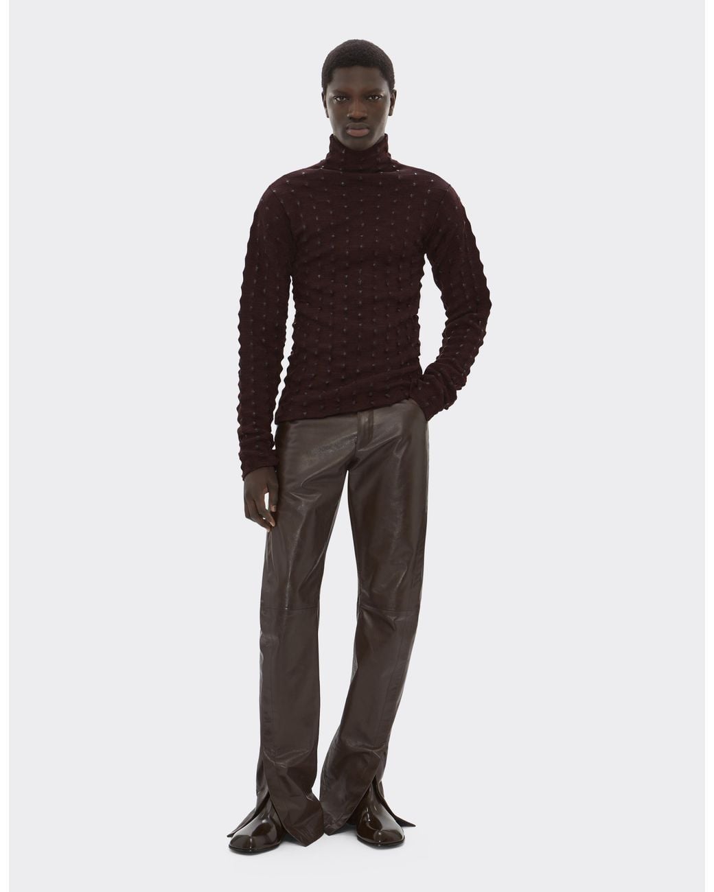 Ferrari Brown Wool And Cotton Turtleneck for men