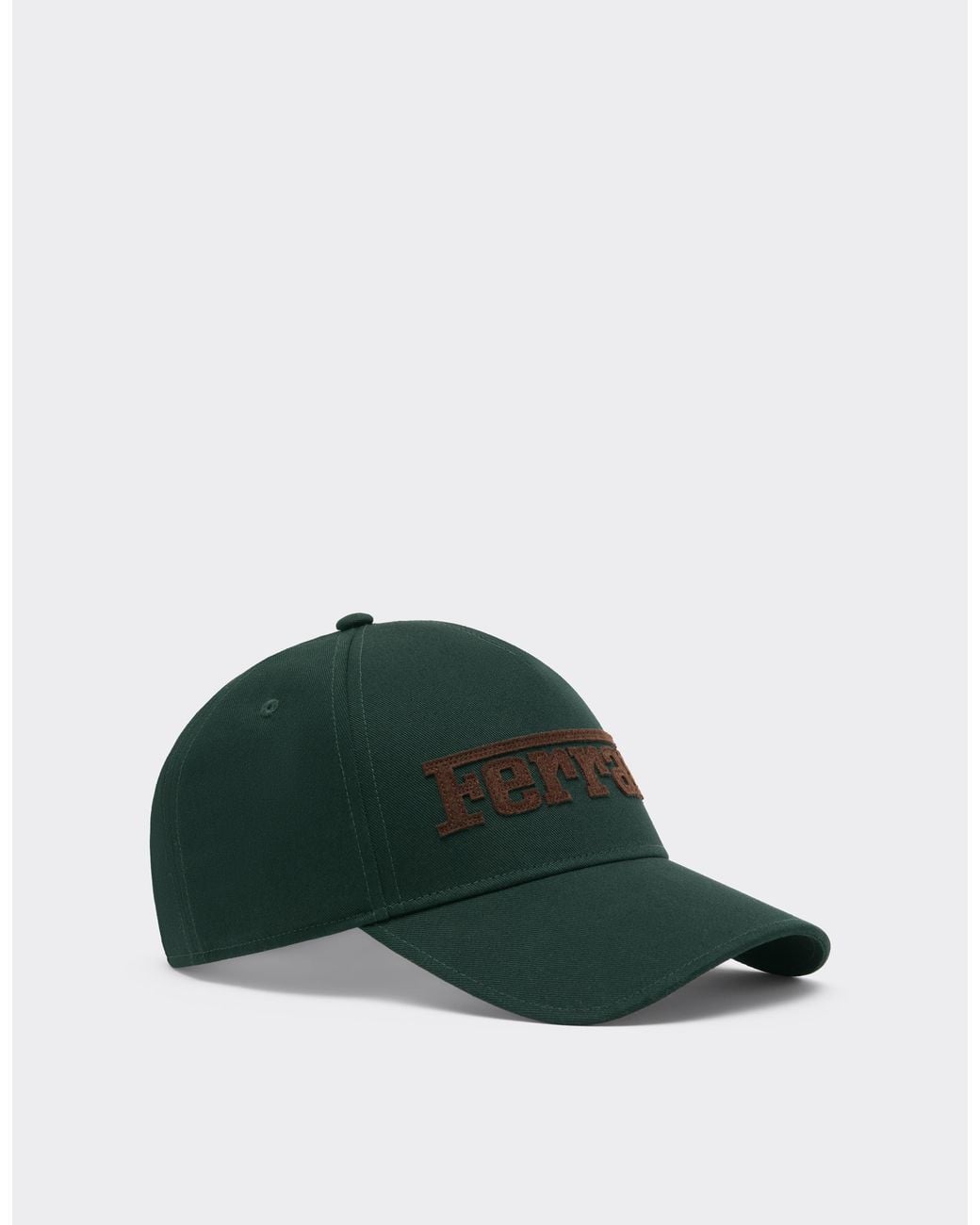 Ferrari Green Cotton Twill Baseball Cap With Embroidery