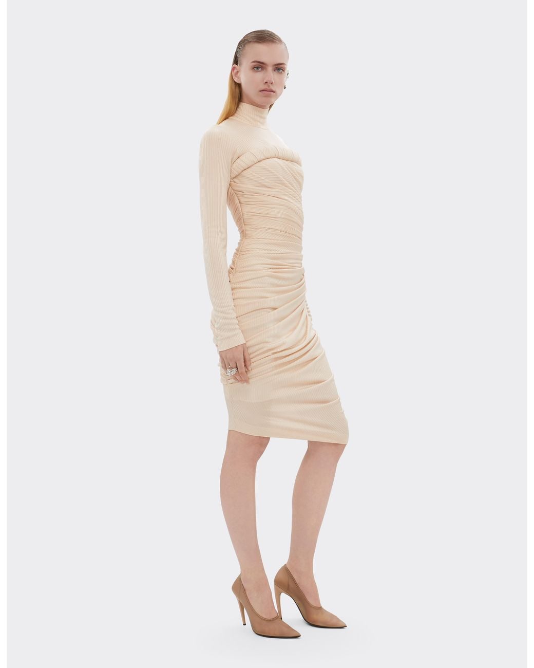 Ferrari White Ribbed Midi Dress