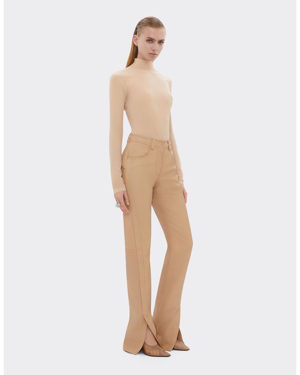 Ferrari White Straight-Leg Leather Trousers