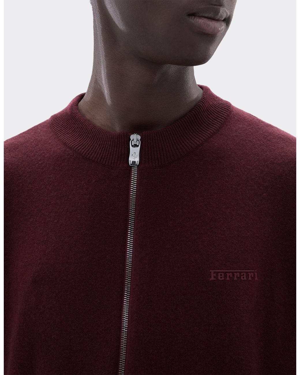 Ferrari Purple Wool And Cashmere Zip-Up Jumper for men