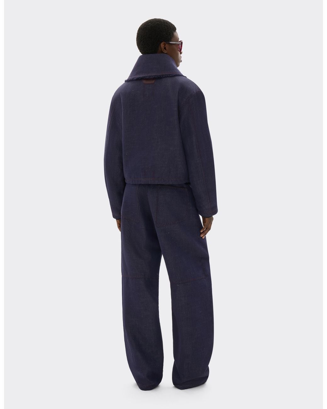 Ferrari Blue Cotton And Linen Denim Jacket