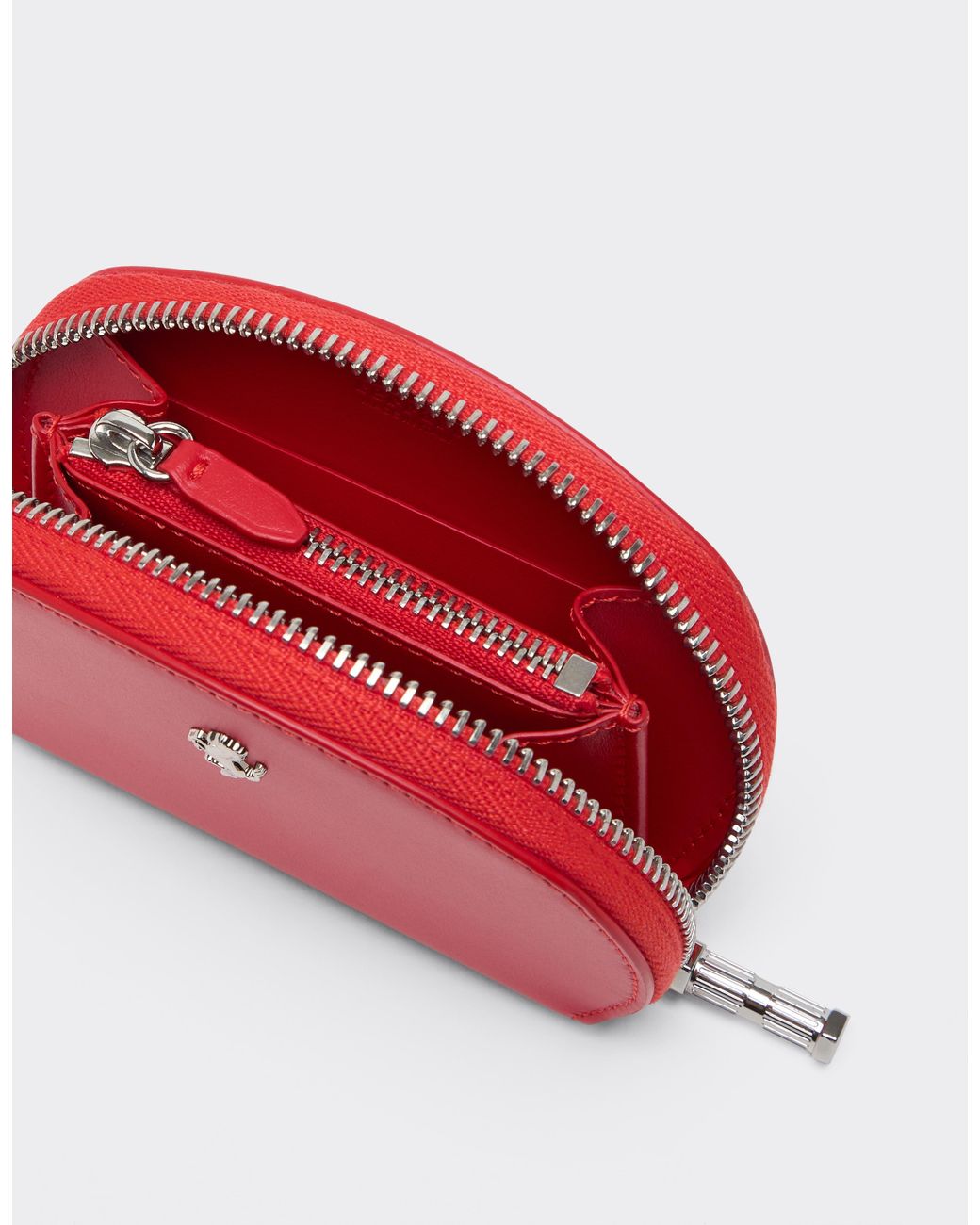 Ferrari Red Smooth Leather Zip-Up Wallet