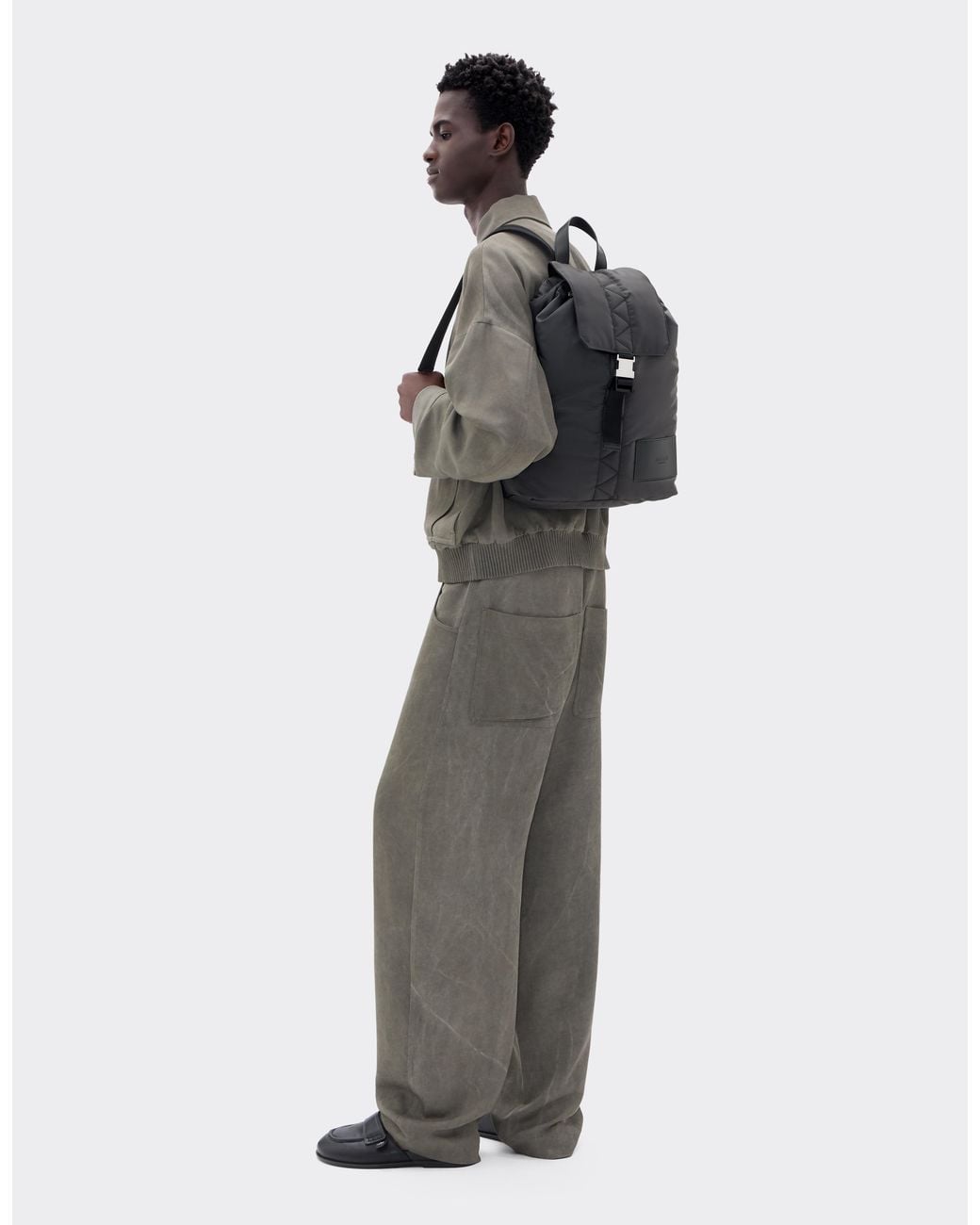 Ferrari Black Q-Cycle Nylon Rucksack With Leather Details for men
