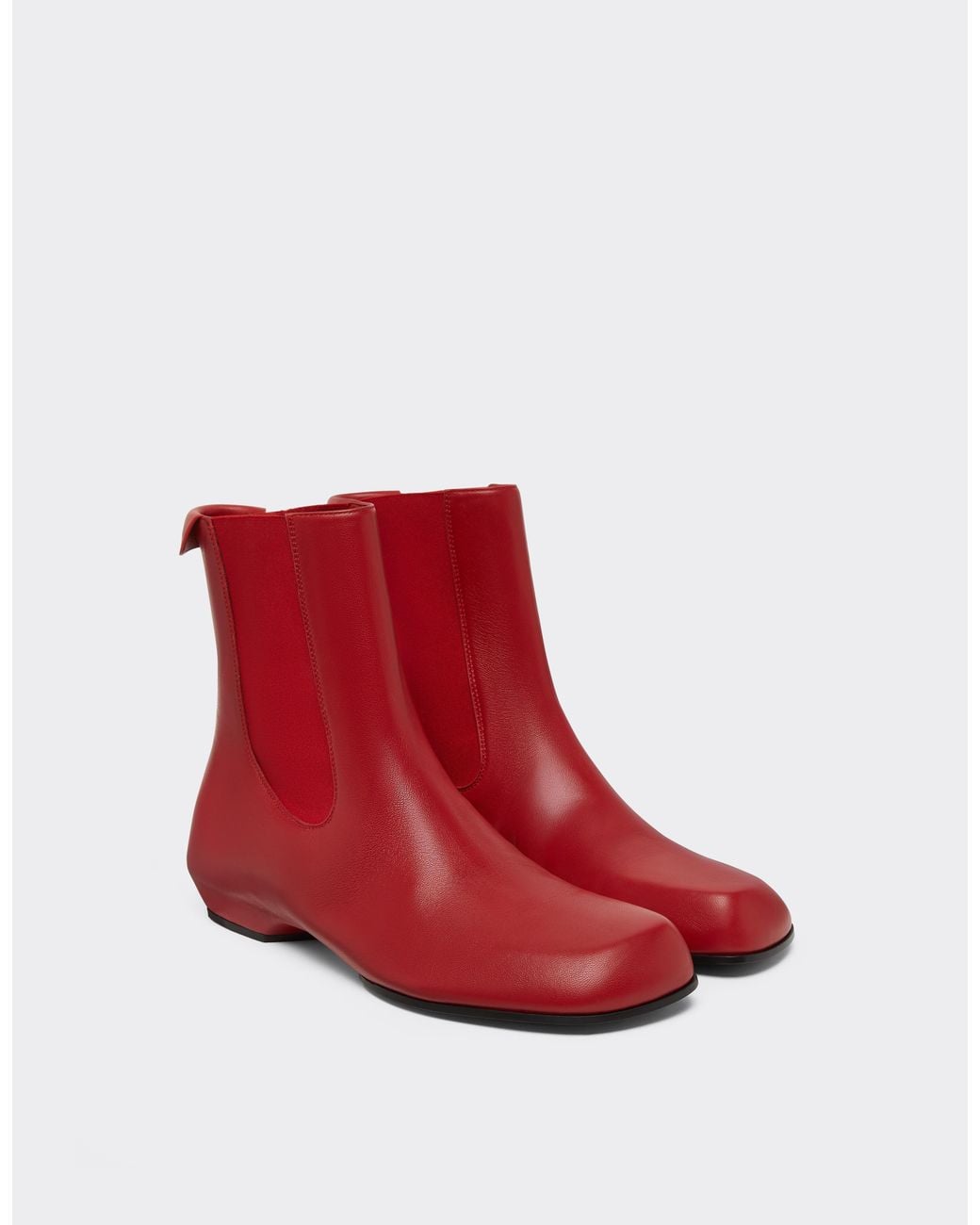Ferrari Red Leather Chelsea Boots With Patches for men