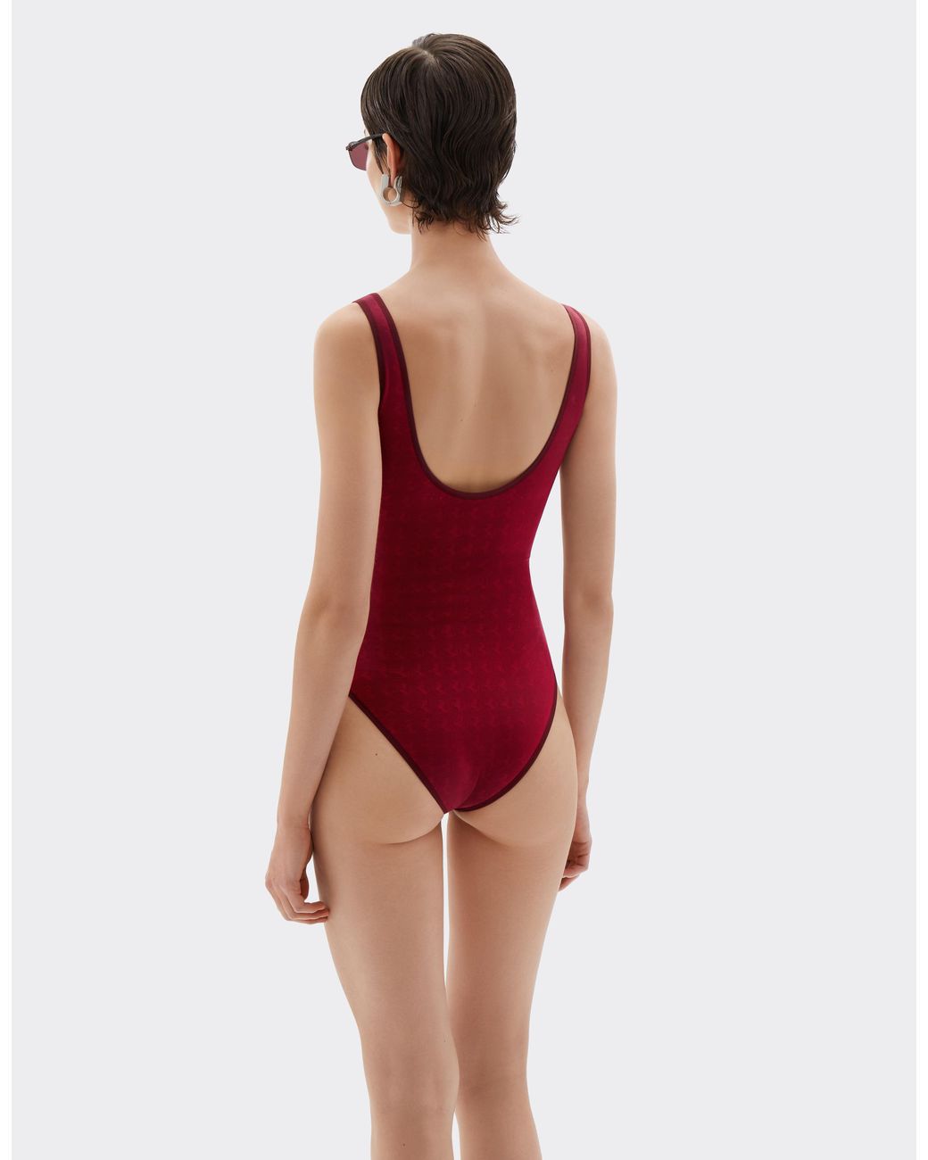 Ferrari Red One-Piece Swimsuit With Prancing Horse Motif