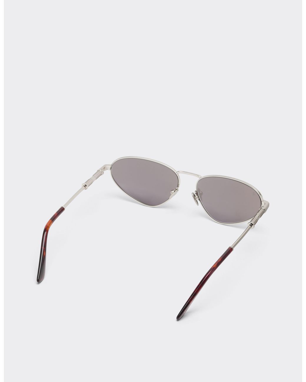 Ferrari White Polished Metal Sunglasses With Light Lenses With A Mirror Finish