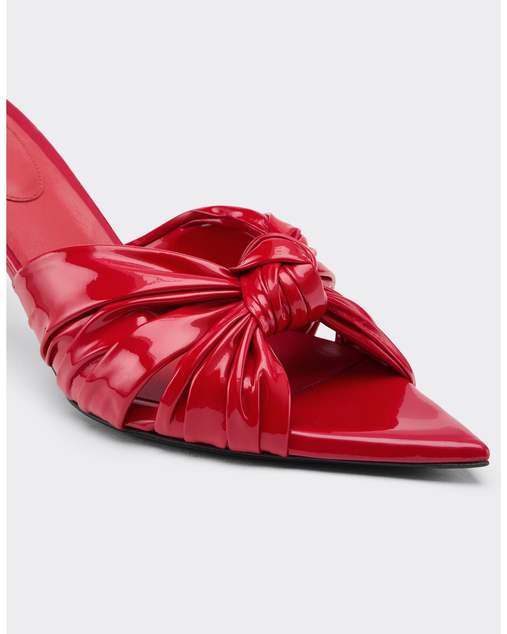 Ferrari Red Patent Leather Sandal With Knotted Design