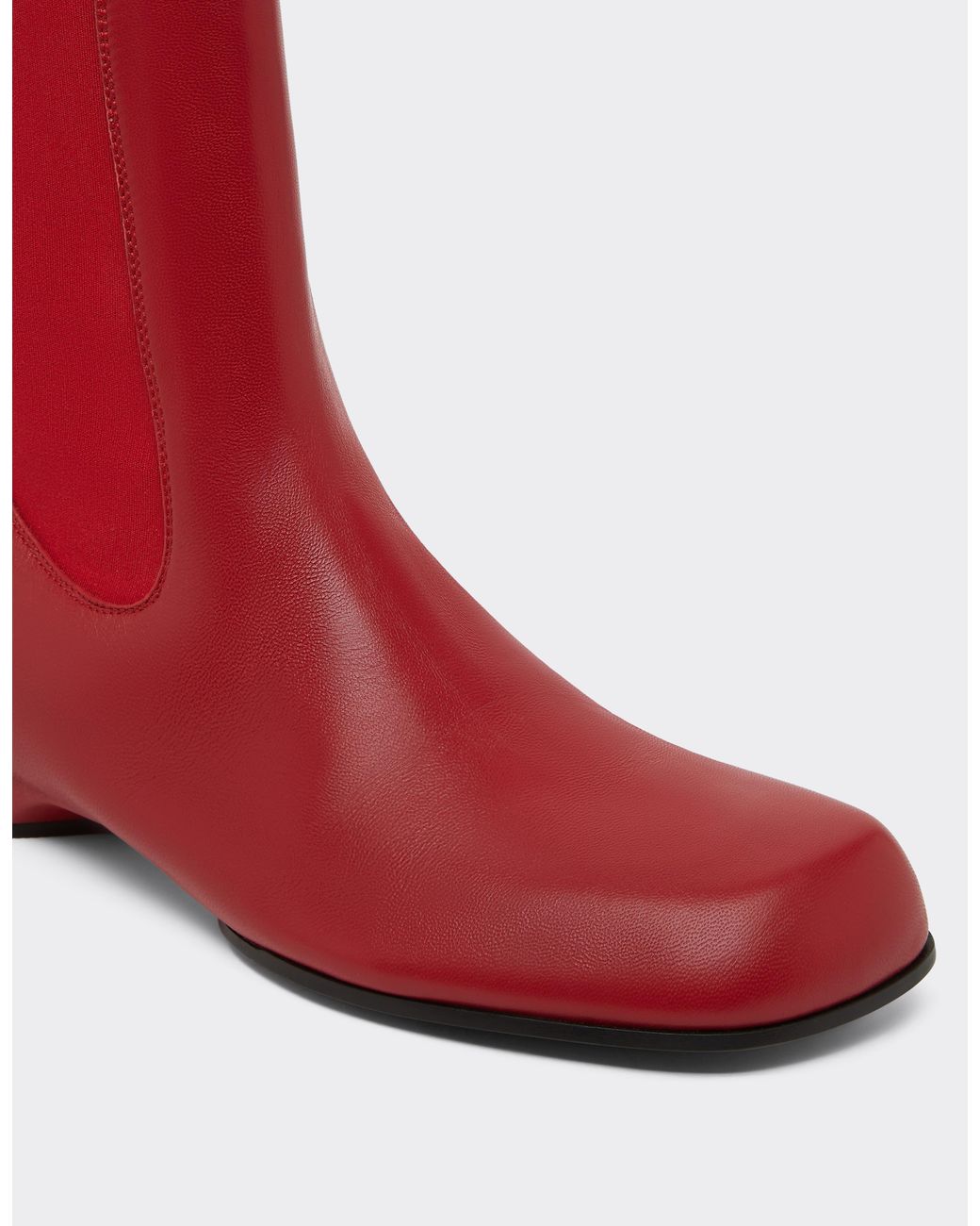 Ferrari Red Leather Chelsea Boots With Patches for men