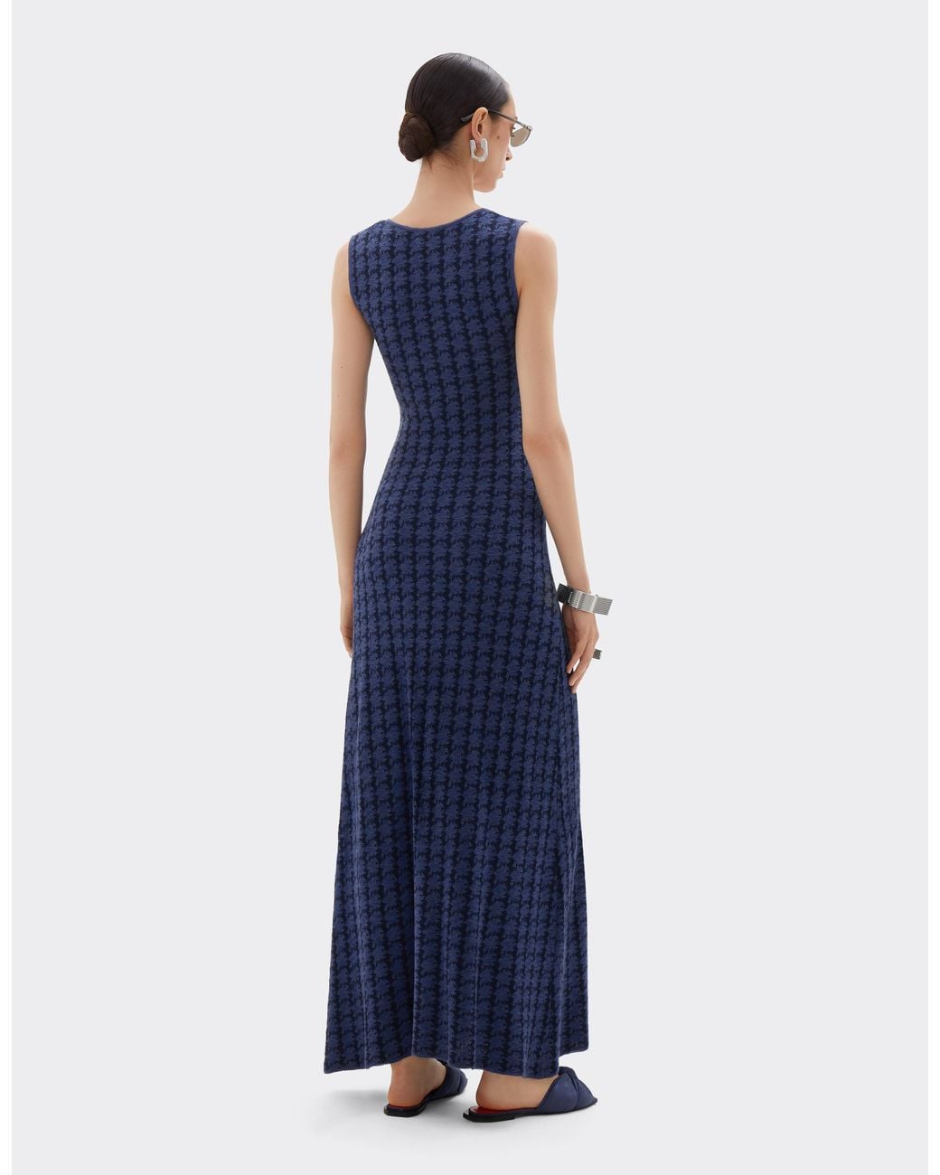 Ferrari Blue Long Silk And Cotton Dress