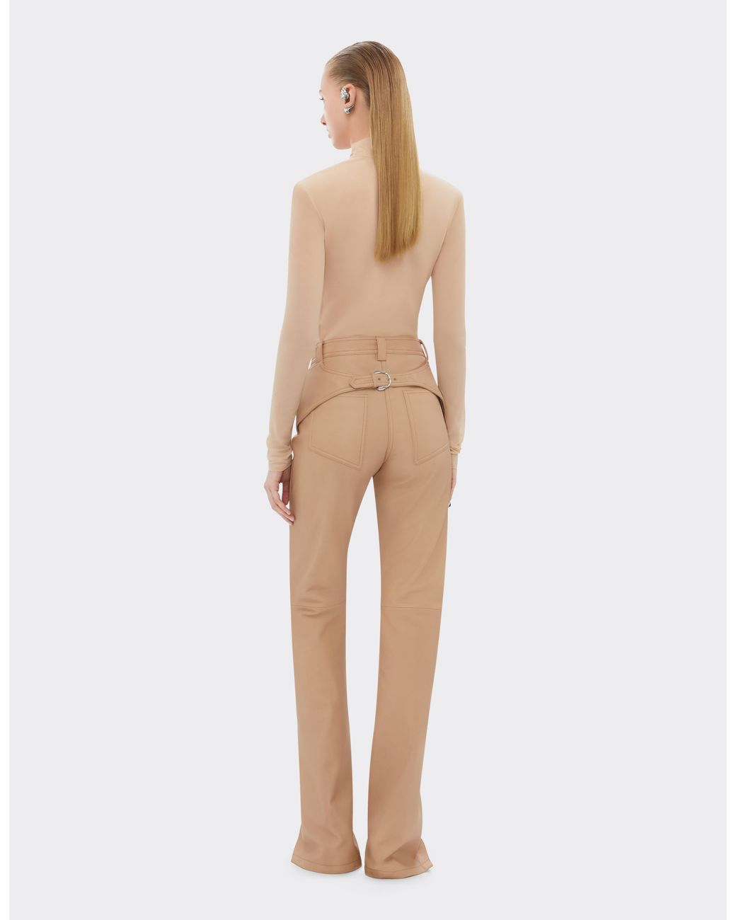 Ferrari White Straight-Leg Leather Trousers