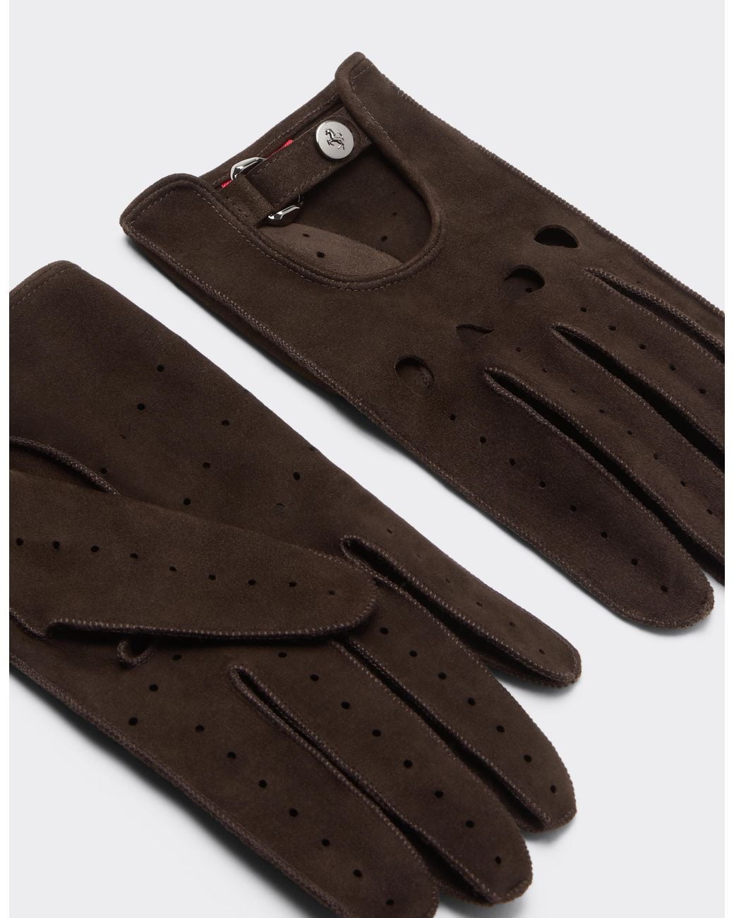 Ferrari Brown Suede Leather Driving Gloves for men