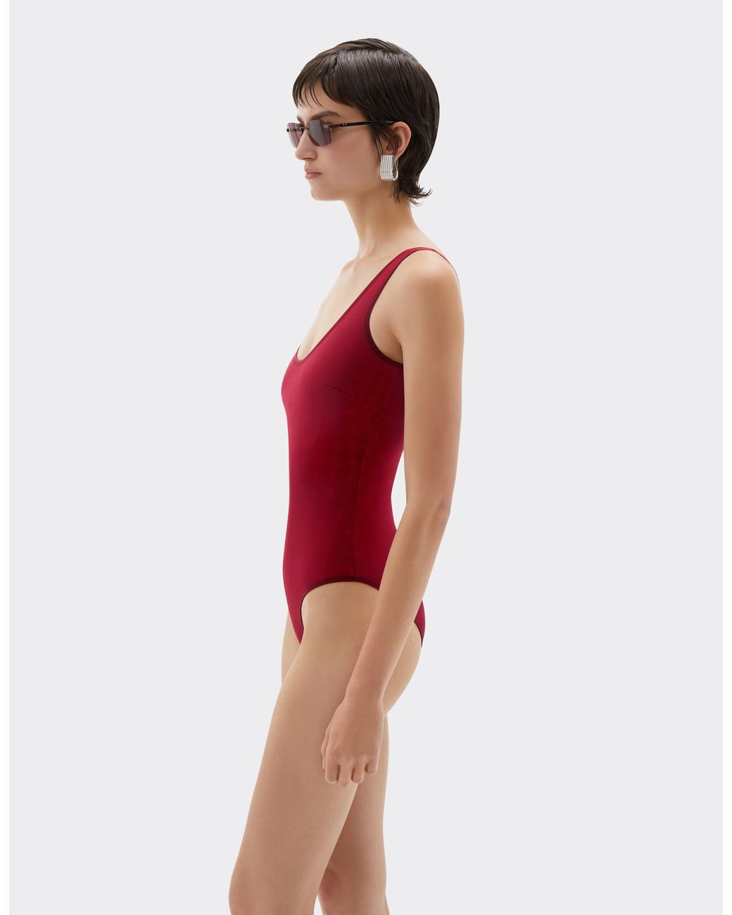 Ferrari Red One-Piece Swimsuit With Prancing Horse Motif