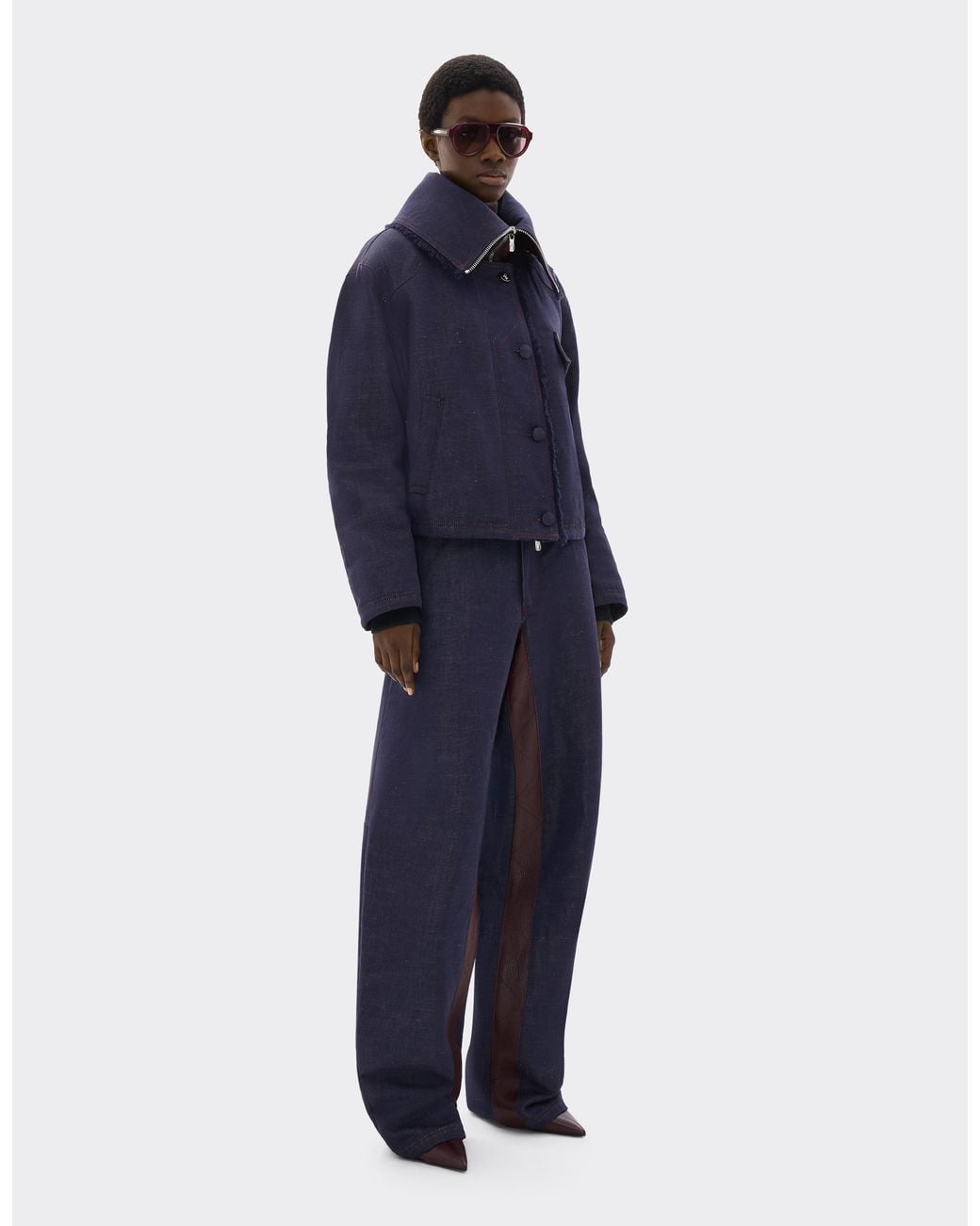 Ferrari Blue Cotton And Linen Denim Jacket