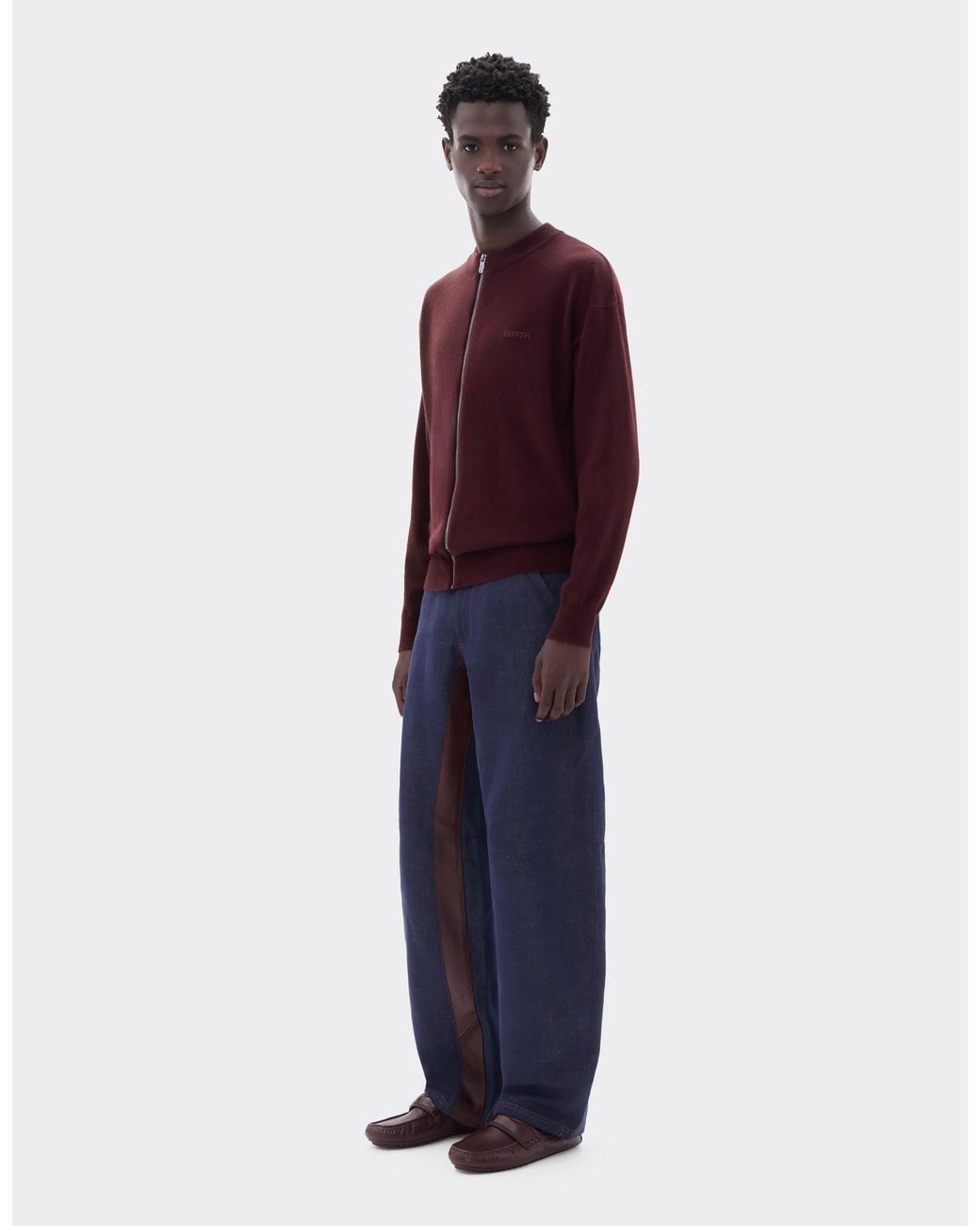 Ferrari Purple Wool And Cashmere Zip-Up Jumper for men