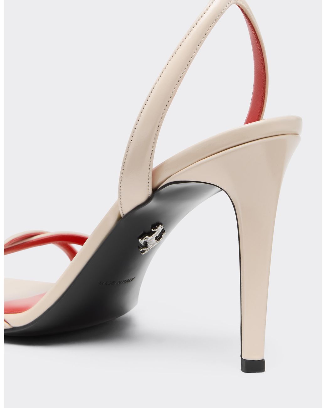 Ferrari White Glossy Leather Sandals