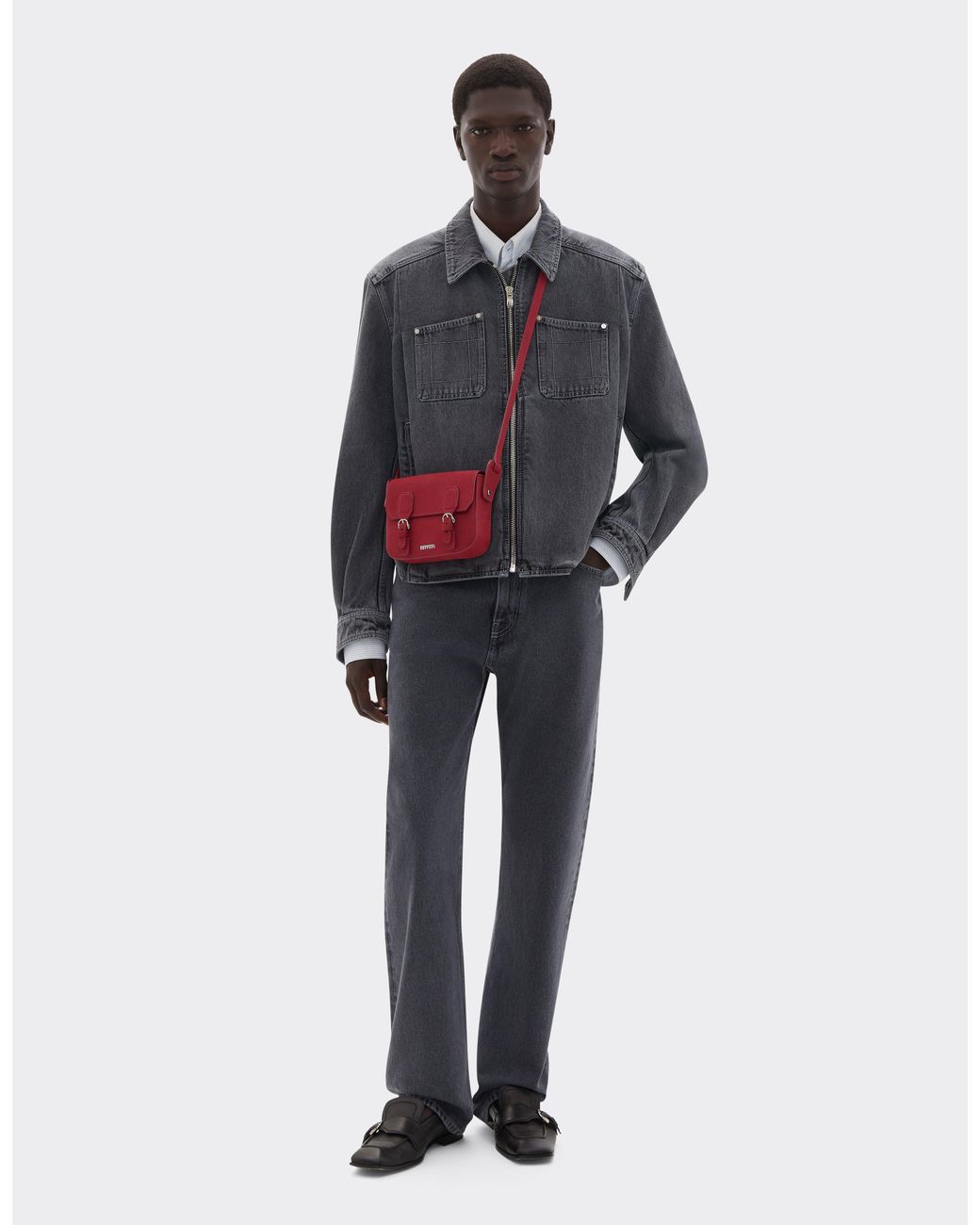 Ferrari Red Mini Nubuck Messenger Bag for men