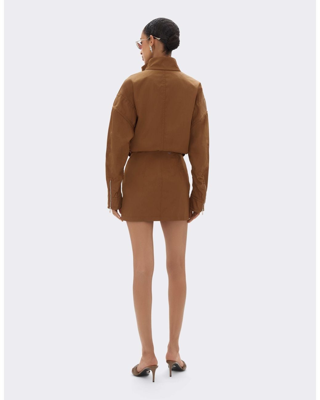 Ferrari Brown Recycled Gabardine Skirt With Water-Repellent Finish