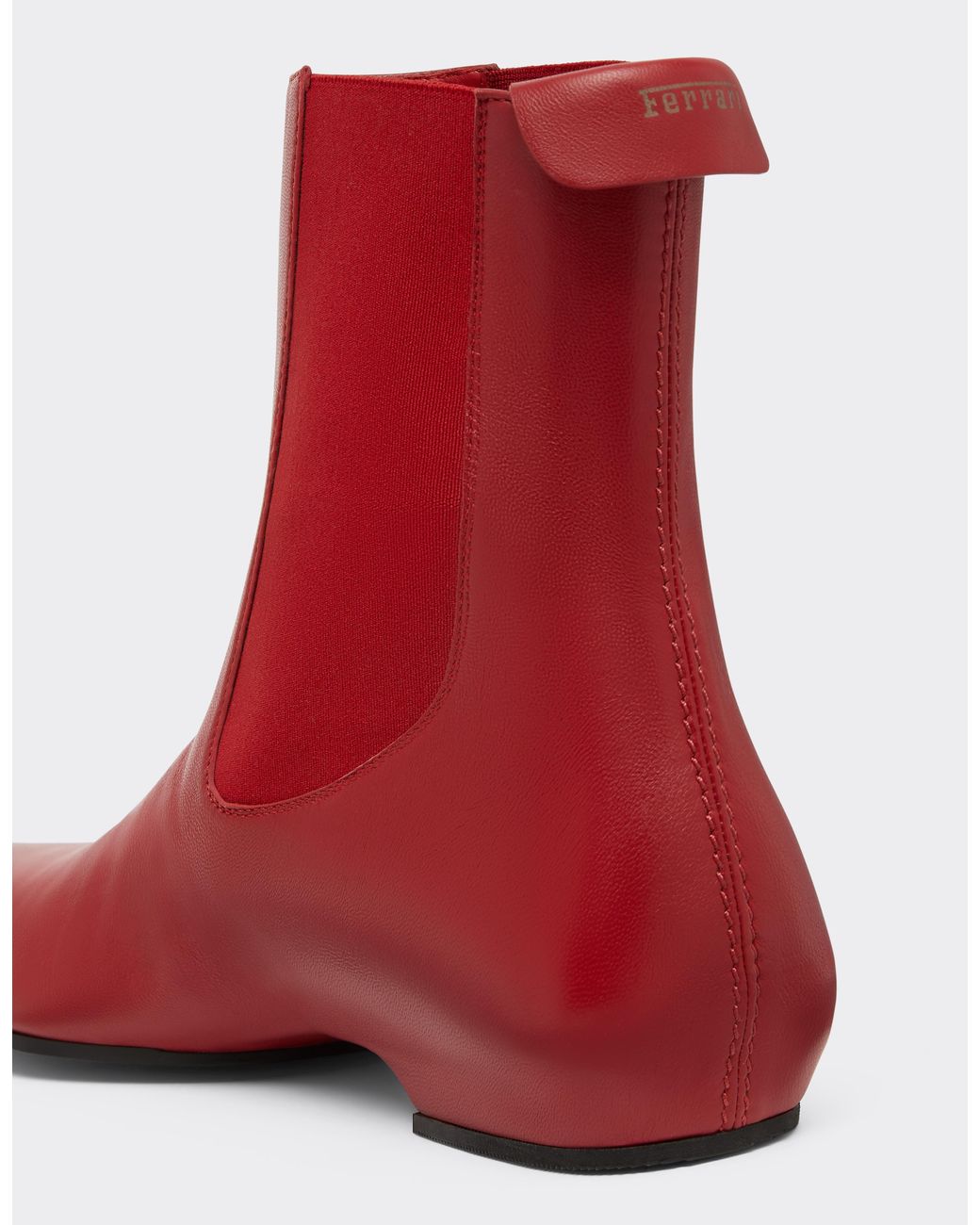 Ferrari Red Leather Chelsea Boots With Patches for men