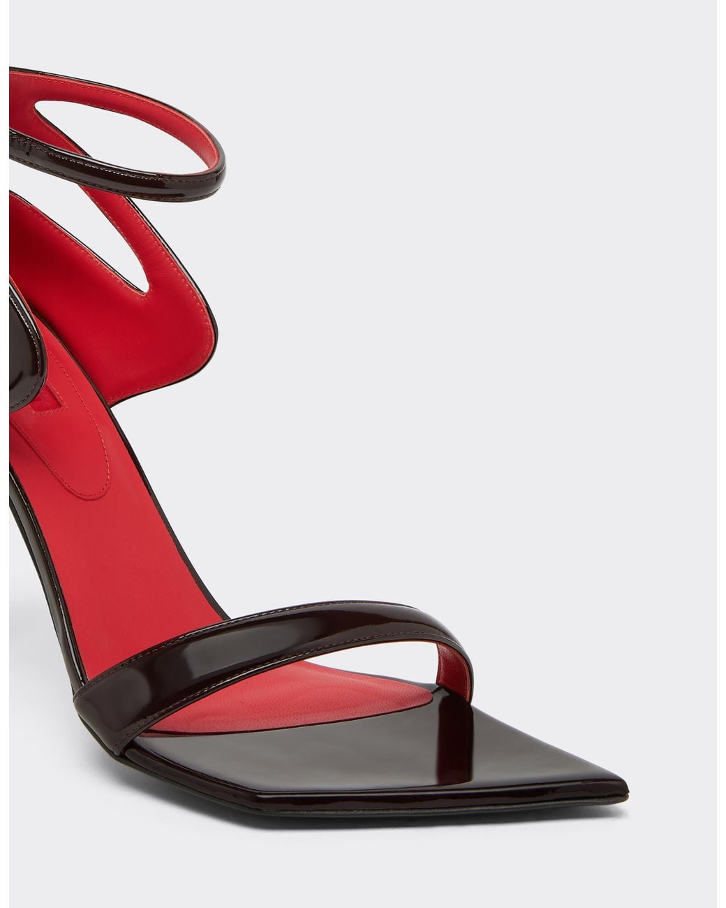 Ferrari White Patent Leather Heeled Sandal