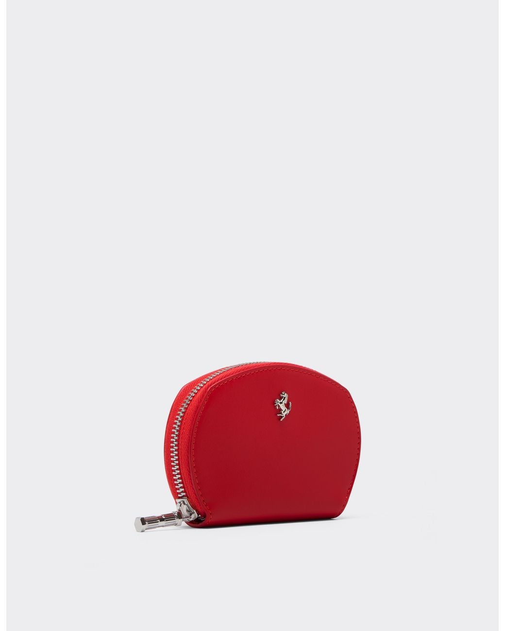 Ferrari Red Smooth Leather Zip-Up Wallet